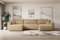 ALTDECOR Ecksofa mit Schlaffunktion und Bettkasten Corner Sofa Eckcouch Couch U-Form universal, Links/rechts angeordnet Schlafcouch Ausziehbar Wohnlandschaft Schlafsofa ORRO-U - 362x145x83cm Beige