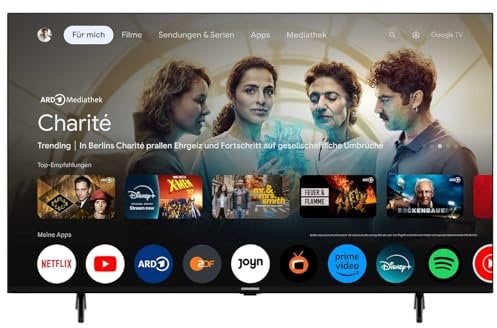 Grundig 65 VOE 74 TV 65 Zoll (164 cm) LED TV, VPI 1200, Google TV, 4K UHD, Dolby Vision, HDR10+, Motion Picture Improvement, Chromecast Built-in, Bluetooth, Smart TV, Schwarz