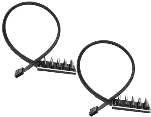 2 Pieces 4 Pin Fan Splitter Cable, PWM Fan Hub, 5-Port Fan Hub, PWM CPU Splitter Adapter Cable for 12V Desktop Computer Cooler Case Fan 4 Pin and 3 Pin