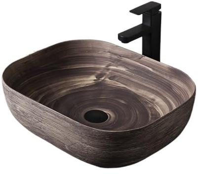 JUNCHENG1008 Lavabi in Ceramica Lavandino da appoggio for Esterno, Balcone, Interno, Bagno, lavabo, Domestico, Quadrato, Senza Accessori Lavabo da appoggio