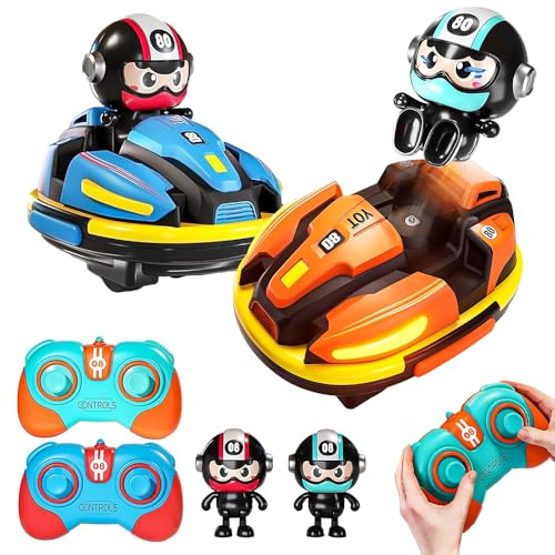 KQWVZ Ferngesteuertes Gegeneinander Spielzeugauto, 2PCS RC Bumper Cars mit Puppe Auswerfbar, Ferngesteuertes Auto Spielzeug für Zwei Gegeneinander mit Musik und Licht,für Jungen und Mädchen ab 6 Jahre