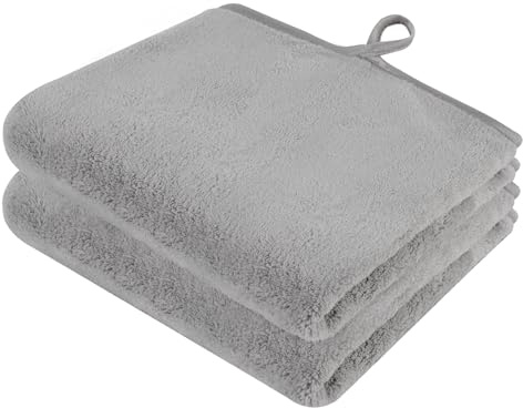 VIVOTE Mikrofaser Gästehandtücher, Super Weiches und Saugfähiges Handtuch | Hängetuch Handtücher für Küchen und Bad, Trockene Hand Handtücher, 30×50cm Hellgrau, 2 Stück