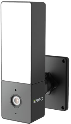 ENGO ECAM-L1 Outdoor Security Camera WiFi Floodlight 2K CCTV IP65 | 800-1000 lumen LED, PIR motion, 109 degree view, night vision to 10m. USB-C mains power, microSD to 256GB