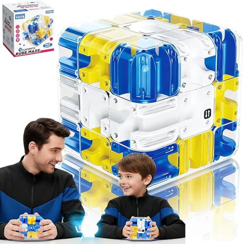 3D Labyrinth Kugel Komplexes Zauberwürfel Puzzle, Großer Labyrinth 3D Puzzle Würfel, Mit Rollenden Kugeln, Zauberwürfel Spielzeug Interaktives, für Kinder&Erwachsene,famiglia