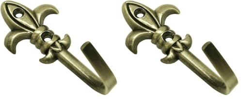 Gardinia Zierhaken für Vorhänge und Gardinen, Raffhaken zum Schrauben, Lilie, 2 Stück, Länge: 5,5 cm, Metall, Messing-brüniert (Packung mit 2)