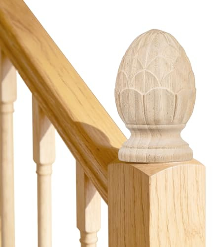 GALPADA Pineapple Wood Finial for Staircase Post - Carved Decorative Stair Toppers Column End Caps for Furniture and Railing European Style Wooden Craft Accent