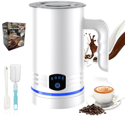 Guyisile Espumador de Leche Eléctrico 4en1,600W,Revestimiento Antiadherente | Espumador Automático para Leche Caliente y Fría,430ML,Apagado Automático,Silencioso,Capuchinos,Macchiato,Chocolate Caliente