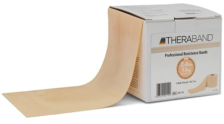 THERABAND Widerstandsband, Hellbraun, extra leicht, 45 m Rolle, Latex-Gummiband für Training, Stretching, Physiotherapie, Yoga, Pilates, Heimtraining, zugeschnitten, farbcodierte Stufen