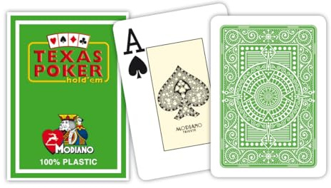 Modiano Texas Poker Hold´em - 100% Plastik Kartenspiel, 2 Pips/Eckzeichen im Jumbo Index