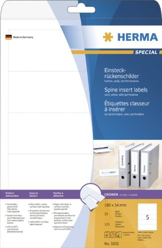 2 X HERMA Einsteck-Rückenschild 190x54mm 125 St SPECIAL ETIKETTEN HERMA 5032 5032