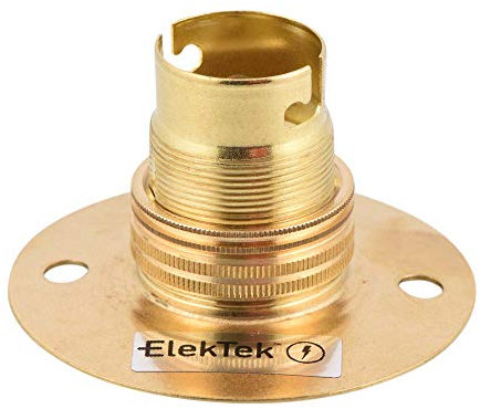 ElekTek Support de lampe en laiton B22 avec culot à baïonnette BC de 67 mm avec anneau d'abat-jour, fixations centrales de 50 mm compatible avec boîte de conduit BESA – Fabriqué au Royaume-Uni