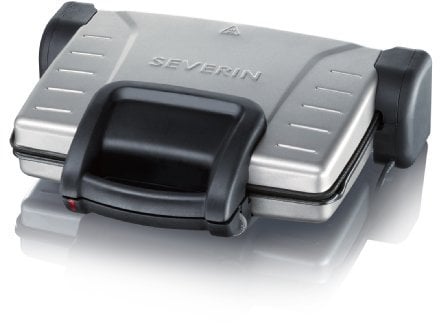 SEVERIN Gril Viande, 1 800 W, Cuisson Sans Graisse, Plaques Anti-adhésives et amovibles, Thermostat Réglable, Argent/Noir, KG 2389