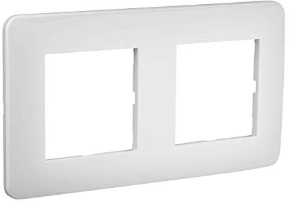 DEBFLEX Plaque electrique - Cache Prise - Interrupteur pour prise - Prise interrupteur - Cache prise electrique - plaque plastique - prise murale - Gamme Casual - Plaque double - Blanc Brillant