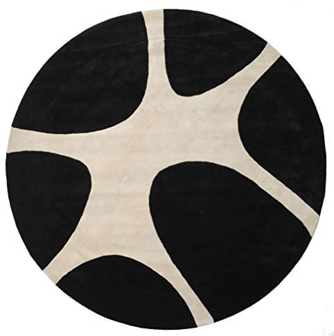 RugVista, Stones Handtufted, Teppich, Mittelflor, ∅ 300 cm, Rund, Modern, Wolle, Flur, Schlafzimmer, Küche, Wohnzimmer, Schwarz, Schwarz