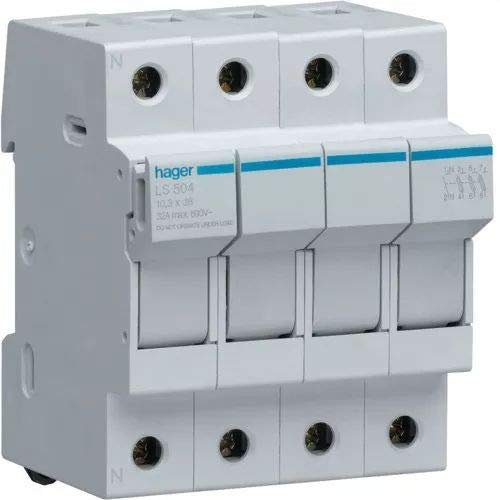 Hager LS504 Sicherungshalter, 10,3 x 38, 32 A, 3-polig, neutral