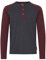 Indicode Winston Herren Longsleeve Langarmshirt Shirt Mit Grandad-Ausschnitt, Größe:M, Farbe:Charcoal - Wine (9993)