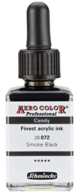 Schmincke - AERO COLOR® Professional - finest-fluid, high-color acrylic paint for acrylic painting, airbrush, mixed media, acrylic ink, Smoke Black - 28 ml