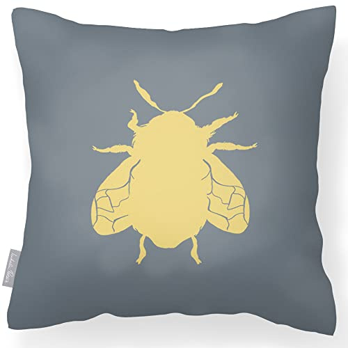 Izabela Peters Waterproof Cushions, 43 cm, Filled, Bee - Grey, Garden & Outdoor Seat & Chair Cushions