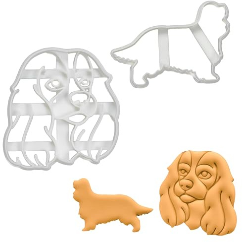 2er Set King Charles Spaniel Ausstechformen (Formen: Silhouette und Gesicht), 2 Teile, Bakerlogy