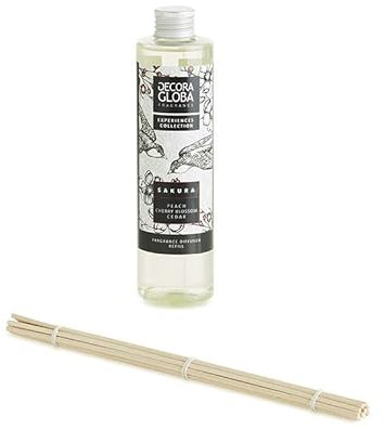 DECORAGLOBA - Recambio para Ambientador Mikado - Fragancia Sakura - Aroma a cerezos en Flor - Colección Japón Experience (250ml)