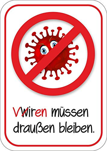 Hinweis-Aufkleber I Viren müssen draußen bleiben I 105 x 148 mm I für Einzelhandel Zuhause Praxis I Smile Klebeschild Tür-Schild I hin634