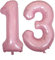 DIWULI Luftballon 13 Geburtstag XXL Rosa - Folienballon 13, Zahl 13 Ballon 13 Jahre, Geburtstagsdeko 13. Geburtstag Helium Party-Deko Junge Mädchen, Zahlen-Ballon Dekoration, Zahlen-Luftballon Groß