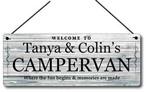 Maggie-mais Personalised Campervan Sign, Aluminium Metal, 20cm x 7.5cm