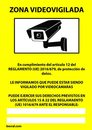 MovilCom® - Señal PELIGRO ZONA VIDEOVIGILADA de tamaño 150x200mm material ADHESIVO (ref.RD35642)