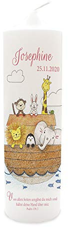 Taufkerze Arche Noah für Junge oder Mädchen mit Namen & Taufspruch personalisiert inkl. Geschenkverpackung**