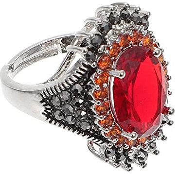 Holibanna Frauen Roten Edelstein Ring Roten Granat Offenen Ring Vintage Retro Antiken Ring Verlobung Hochzeitstag Ring Einstellbare Kupfer Ring Valentinstag Schmuck Geschenke