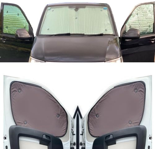 Sombrilla para Parabrisas Compatibles con Citroen Berlingo (2018-Date)(Conjunto Frontal) Color de Respaldo de Marrón, Reversible