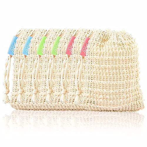 6er Pack Natürliche Sisal Seifensäckchen - Nachhaltige Seifenbeutel für eine sanfte Peelingwirkung & langanhaltende Seifennutzung - Ideal für alle Seifenarten - Vegan & Umweltfreundlich (Beige)