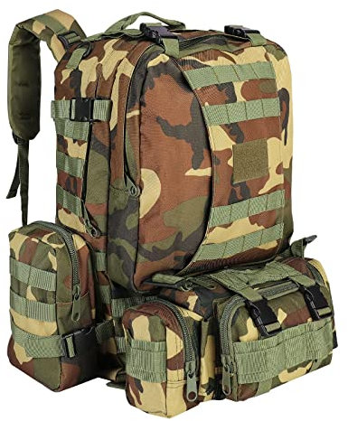 SHANNA Militär Rucksack, Taktischer Rucksack 55L Armee Rucksack MOLLE Assault Pack Taktischer Kampfrucksack für Outdoor Wandern Camping Trekking Angeln Jagd