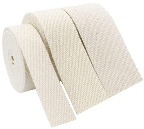 DTKJ Gurtband aus Baumwolle, 50 mm, für Taschen, Rucksack, Gürtel, Schrägband, 9,1 m, beige, 50mm