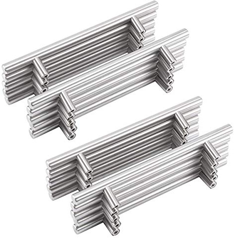 MARGUERASW 20 x Acier Inoxydable Poignee de Meuble Cuisine Espacement des Trous de 192mm, Acier Brossé Poignée en T pour Porte d'armoire