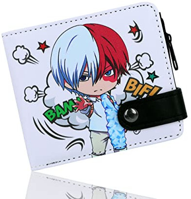 Roffatide Anime My Hero Academia Todoroki Geldbörsen für Jungen Kurzes Portemonnaie aus Kunstleder mit Zwei Fächern Schlankes Reiseportemonnaie mit Münzfach