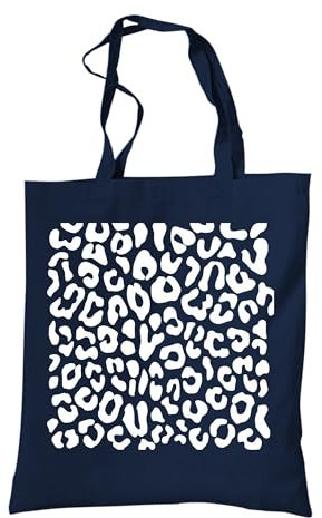 tradercat Jutebeutel bedruckt vintage 100% Baumwolle, Stoffbeutel bedruckt, Leopardenmuster, jutebeutel aesthetic als modisches Accessoire jutebeutel spruch (Leopardenmuster - Blau)