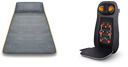 Medisana MM 825 Massagematte elektrisch, Ganzkörper, 5 Programme, 4 Massagezonen, Massageliege mit 2 Intensitäten & MCN Shiatsu Massageauflage für Rücken und Nacken, 3 Intensitäten