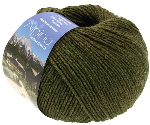 LANA GROSSA Alpina | Landhauswolle und Trachtengarn, waschmaschinenfest | Handstrickgarn aus 80% Schurwolle & 20% Polyamid | 100g Wolle zum Stricken & Häkeln | 210m Garn 64
