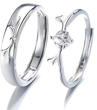 Offener Fingerring aus Sterlingsilber S925 Sterlingsilber Ihr Paarring Männer und Frauen Paarring Persönlichkeit Valentinstag Mode Einfache Geschenke für Liebhaber Ring, verstellbare Öffnung (Rin