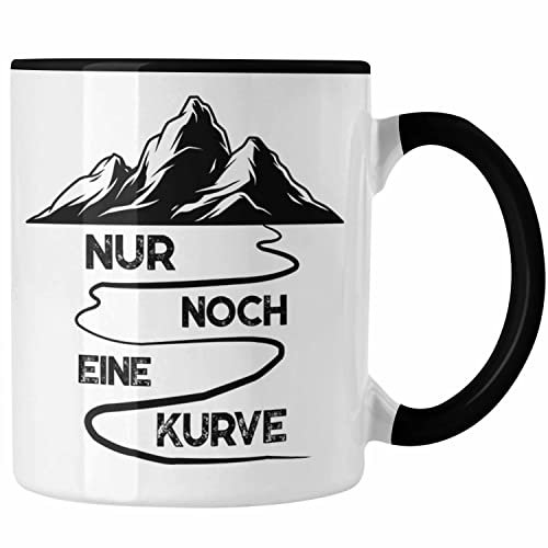 Trendation - Wandern Tasse Geschenk Wanderer Nur Noch Eine Kurve Geschenkidee Berge Alpen Geschenke (Schwarz)