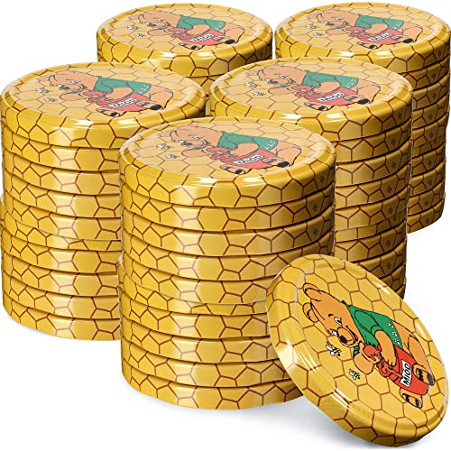 KADAX 50er Set Schraubdeckel TO82 ⌀ 82mm Winnie Puuh – Twist-Off Ersatzdeckel für 235-900ml Einmach- & Marmeladengläser | Luftdicht & Spülmaschinenfest