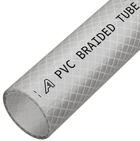 Tuyau en PVC tressé transparent – Très résistant, eau, avion, compresseur, qualité alimentaire (1 mètre, 5 mm)