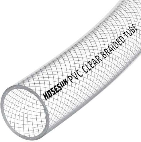 Tuyau flexible en PVC transparent renforcé pour air, eau, huile, gaz, nourriture - 25 mm - 1 mètre