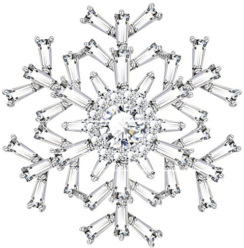 KristLand Elégant Flocons De Neige Femme Broche Pin Fleur Prong Étincelle Zircon Cubique Mariages Pendentif Plaqué Or Blanc Foulards Tenues