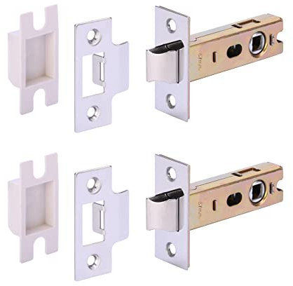 HANDLEZONE® 2 Pack 76mm / 3 inch Polished Stainless Steel Premium Tubular Mortice Latch, Catch for Internal Timber Doors - 57mm Backset