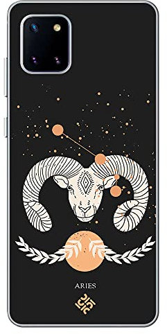 Movilshop Étui pour [Samsung Galaxy Note 10 Lite ] Dessin Zodiaque [signe du zodiaque - Bélier ] en silicone souple transparent Coque pour smartphone