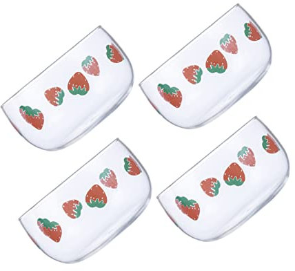 KICHOUSE 4 Stück Erdbeerglasschale Japanische Schalen Obstschale Aus Glas Servierschale Aus Glas Haferflocken Schüssel Mini-vorspeisenschale Futternapf Große Glasschale Würze Snack-schüssel