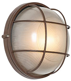 Qazqa hanneke - Applique murale - 1 lumière - Ø 25.4 cm - Brun rouille - Rustique - éclairage extérieur