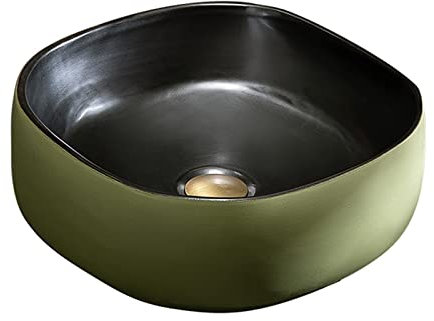 Trjgtas Badezimmer-Aufsatzwaschbecken, Porzellan, Waschbecken, zweifarbig, Waschbecken, Einzelbecken, Keramik-Waschbecken for Zuhause, Badezimmer, Balkon, Badezimmer, Boot